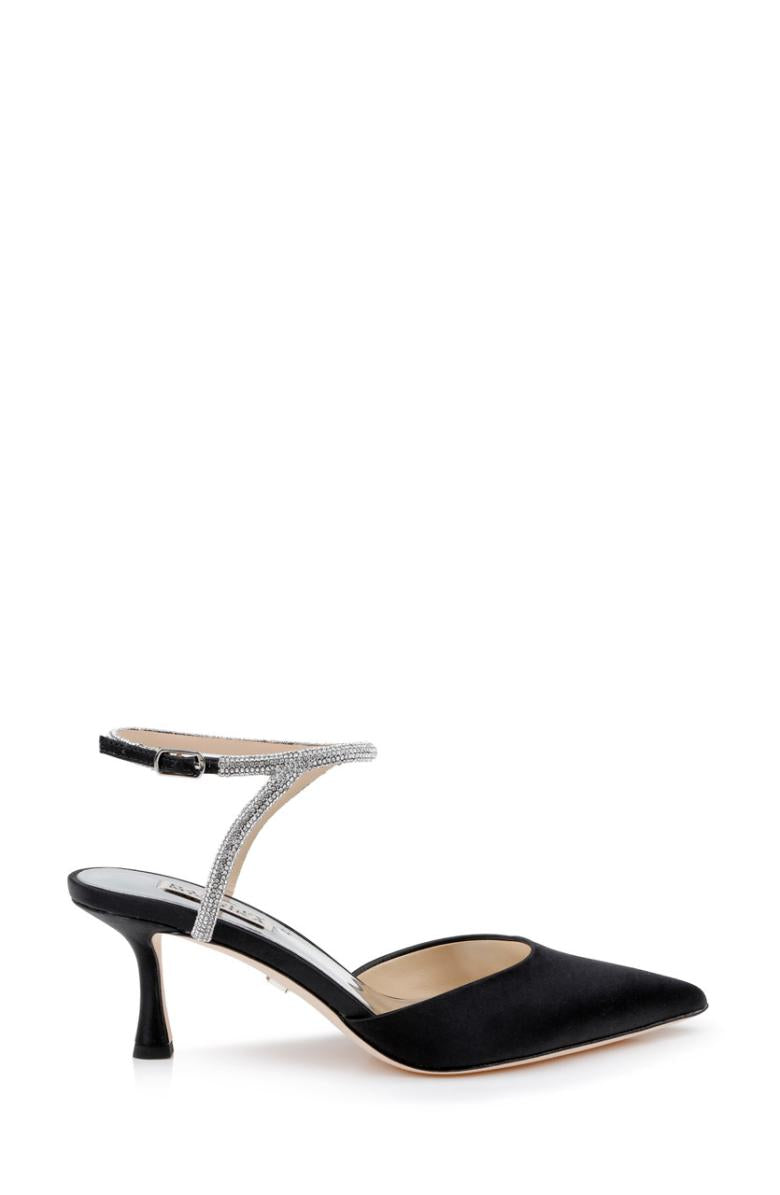 Badgley Mischka Autumn Ankle Strap Kitten Heel Pumps Black | Women Best Sellers