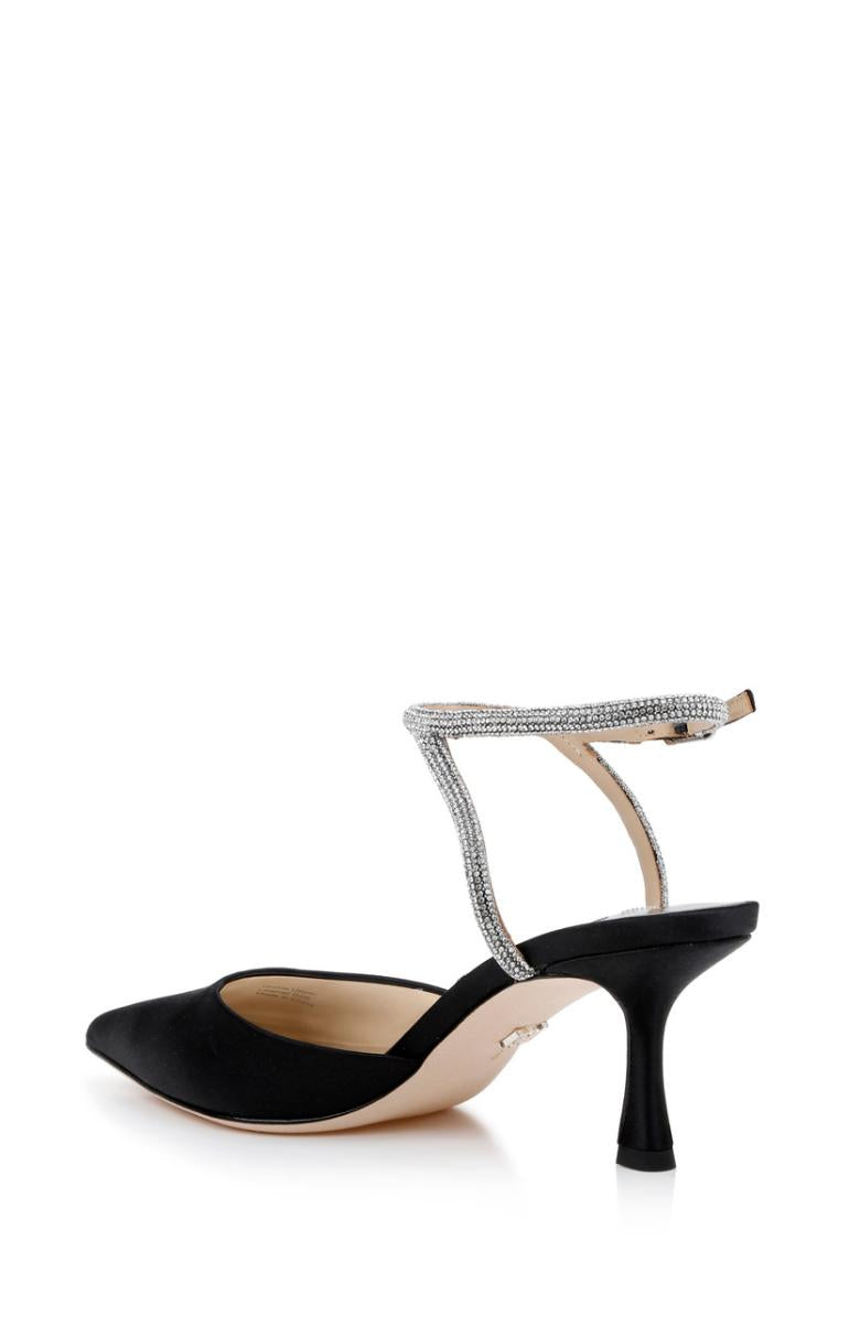 Badgley Mischka Autumn Ankle Strap Kitten Heel Pumps Black | Women Best Sellers