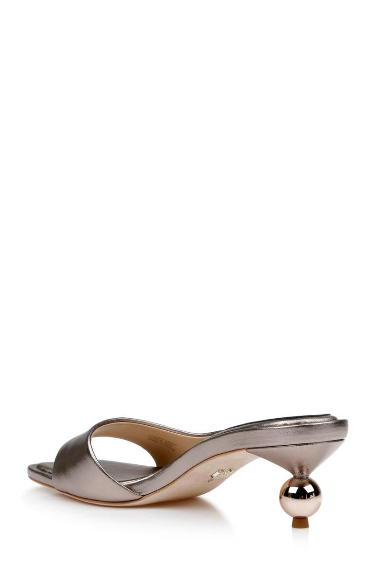 Badgley Mischka Baila Asymmetrical Slide With Ball Heel Light Bronze | Women Kitten Heel