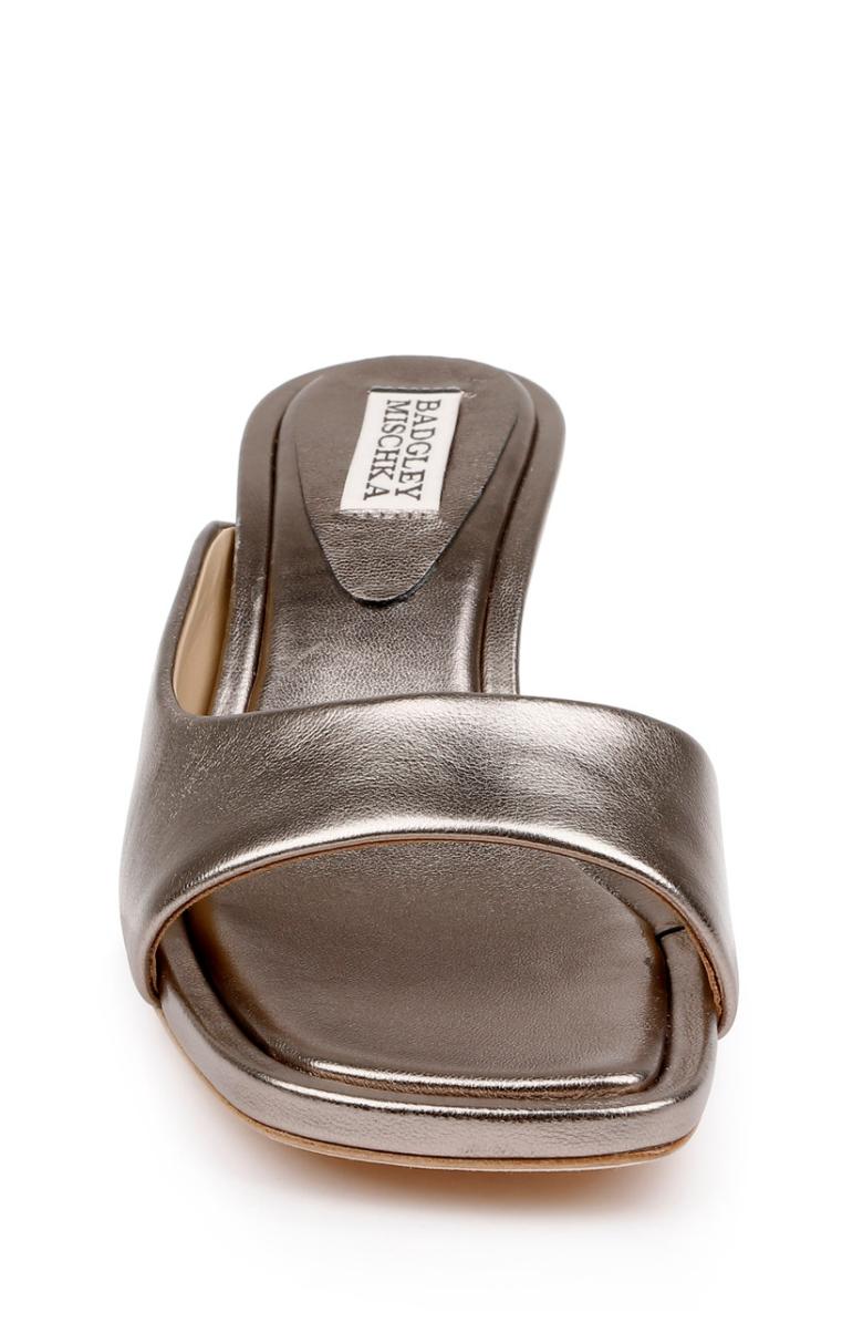 Badgley Mischka Baila Asymmetrical Slide With Ball Heel Light Bronze | Women Kitten Heel