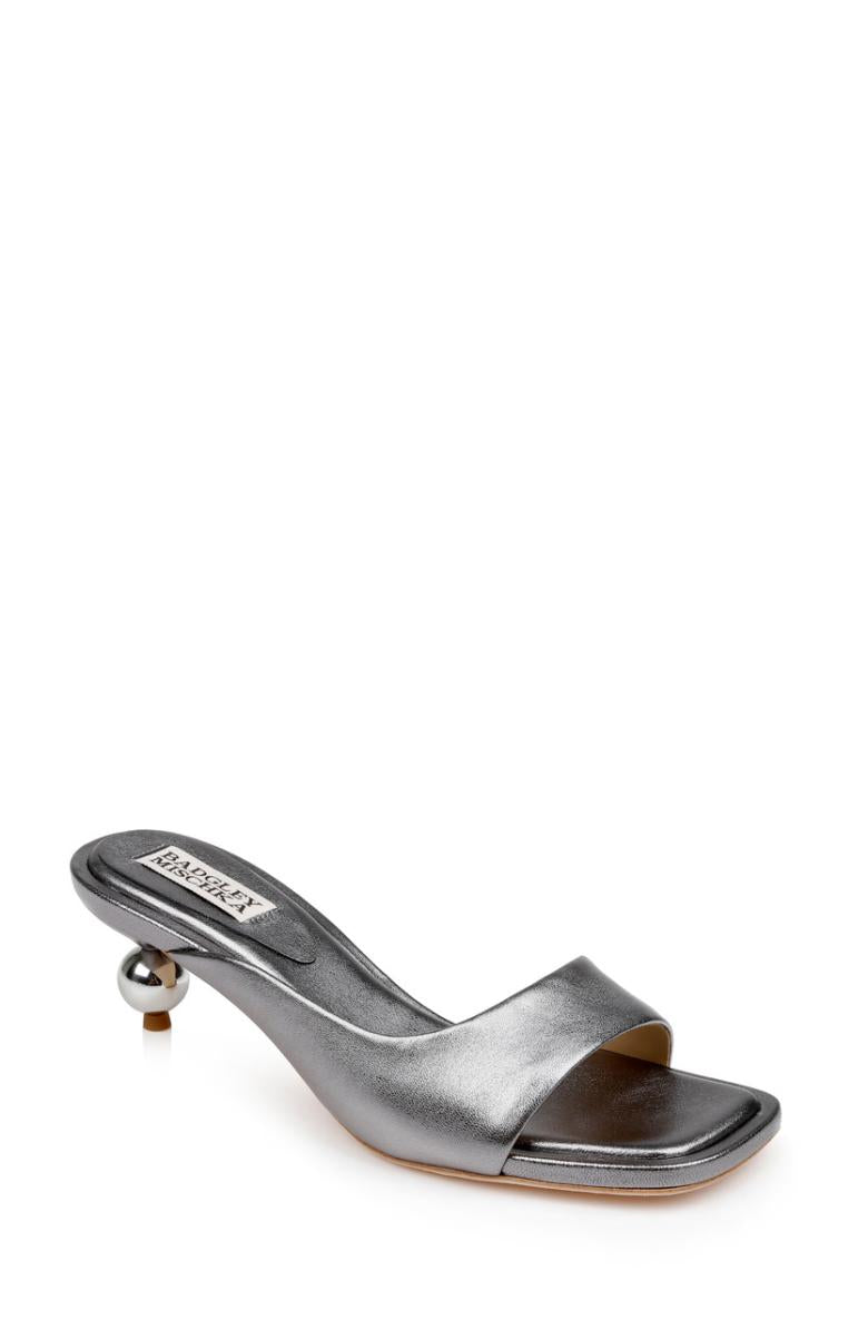 Badgley Mischka Baila Asymmetrical Slide With Ball Heel Light Bronze | Women Kitten Heel