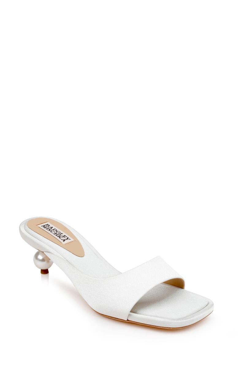 Badgley Mischka Baila Asymmetrical Slide With Ball Heel Light Bronze | Women Kitten Heel