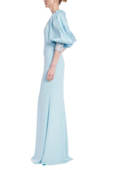 Badgley Mischka Beaded Cuff Jacket Column Gown Ice Blue | Women Gowns