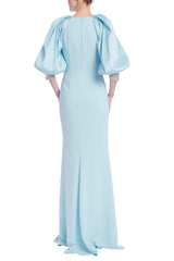Badgley Mischka Beaded Cuff Jacket Column Gown Ice Blue | Women Gowns