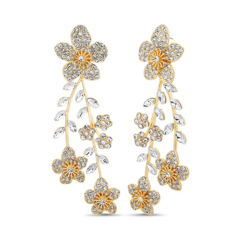 Badgley Mischka Bewitching Floral Drop Earrings With Pave Crystals | Women Fashion Jewelry