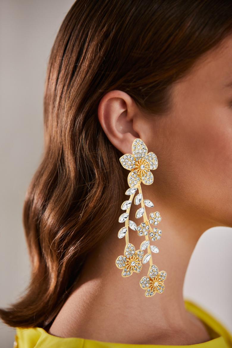 Badgley Mischka Bewitching Floral Drop Earrings With Pave Crystals | Women Fashion Jewelry