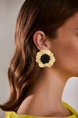 Badgley Mischka Black Beaded Center Flower Stud Earring | Women Fashion Jewelry
