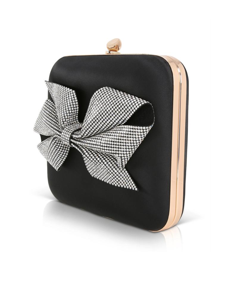 Badgley Mischka Blakely Crystal Bow Clutch Black | Women Evening Bags