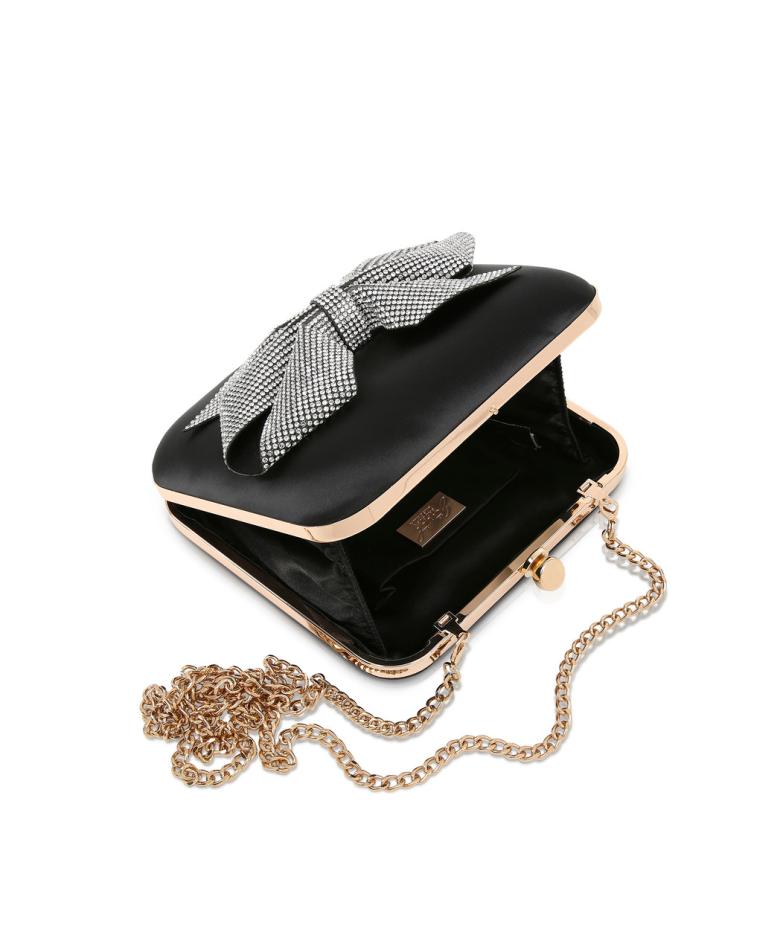 Badgley Mischka Blakely Crystal Bow Clutch Black | Women Evening Bags