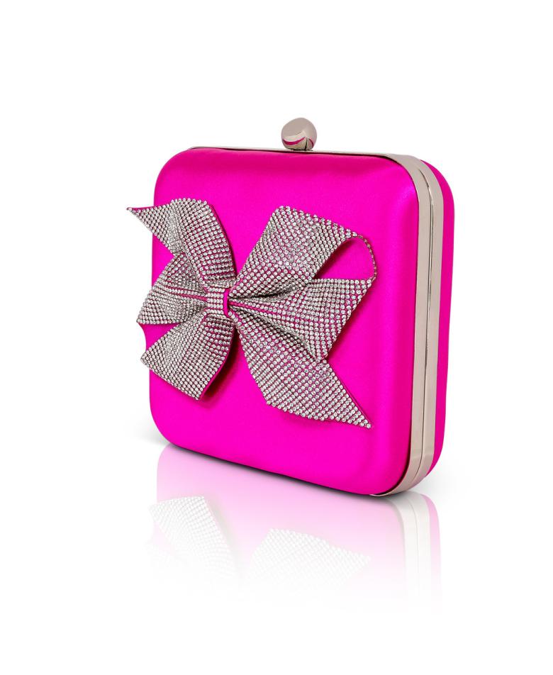 Badgley Mischka Blakely Crystal Bow Clutch Black | Women Evening Bags