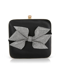 Badgley Mischka Blakely Crystal Bow Clutch Black | Women Evening Bags