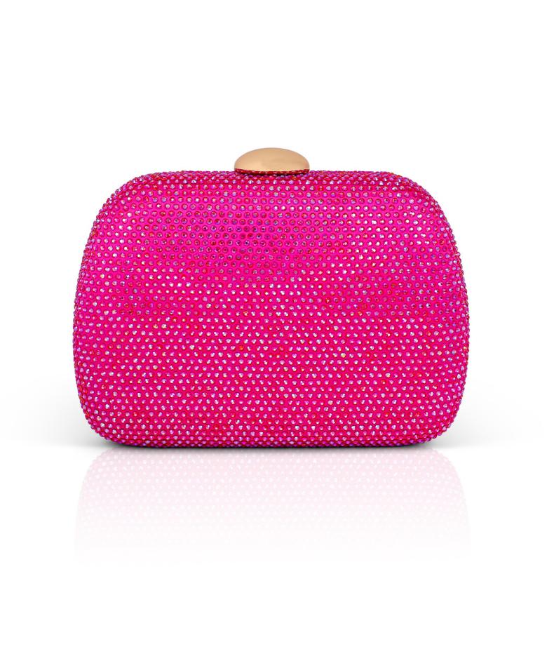 Badgley Mischka Blossom Crystal Minaudière Neon Pink | Women Evening Bags