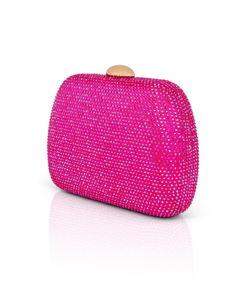Badgley Mischka Blossom Crystal Minaudière Neon Pink | Women Evening Bags