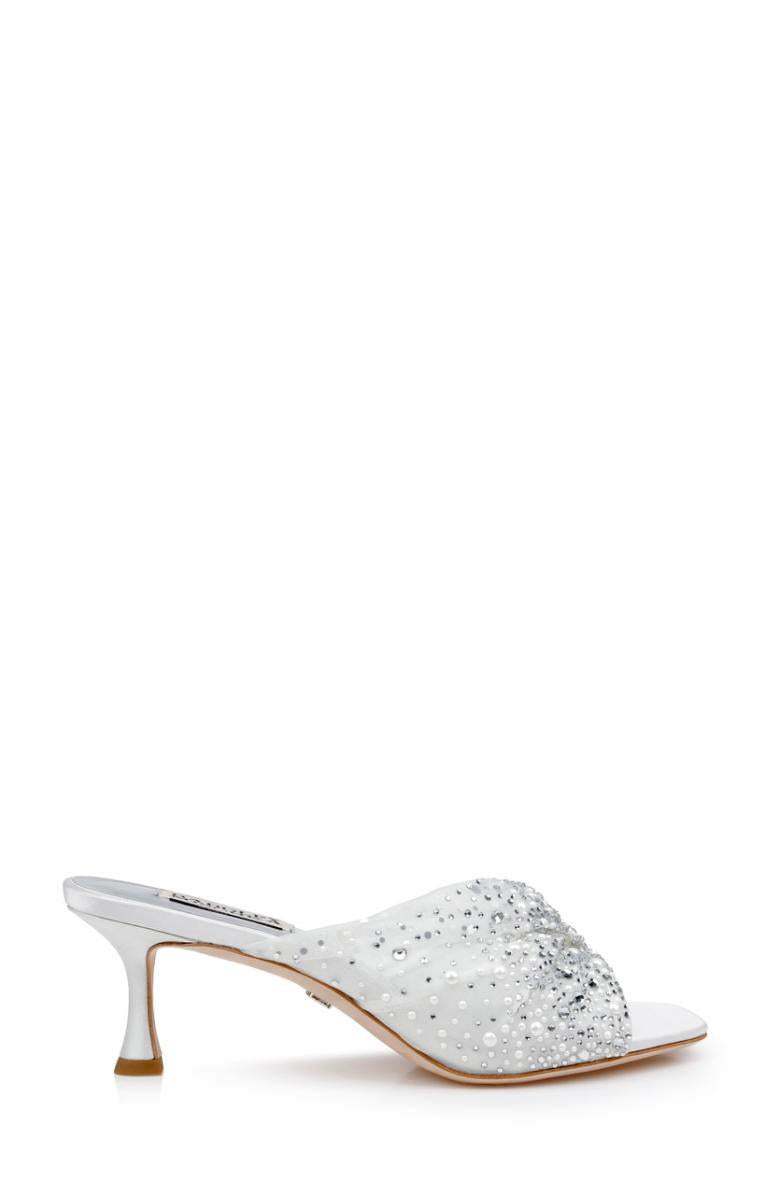 Badgley Mischka Brandy Rhinestone-Studded Mules Nude | Women Stiletto