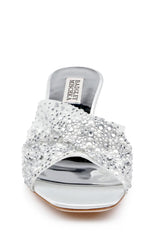 Badgley Mischka Brandy Rhinestone-Studded Mules Nude | Women Stiletto