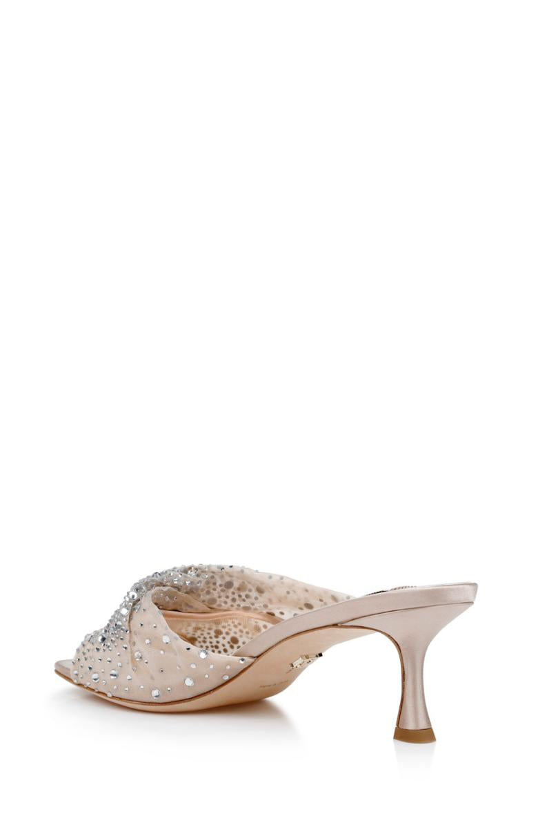 Badgley Mischka Brandy Rhinestone-Studded Mules Nude | Women Stiletto