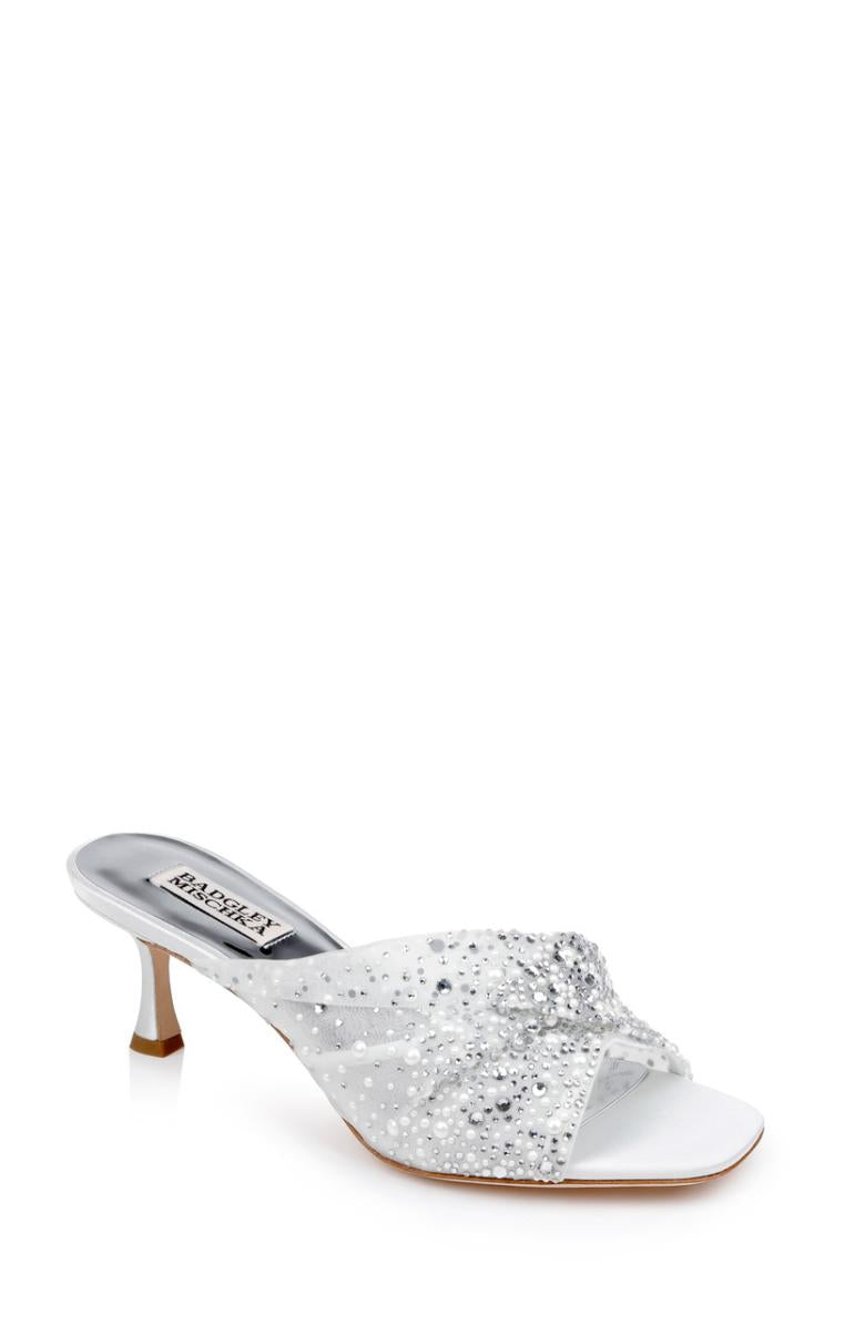 Badgley Mischka Brandy Rhinestone-Studded Mules Nude | Women Stiletto
