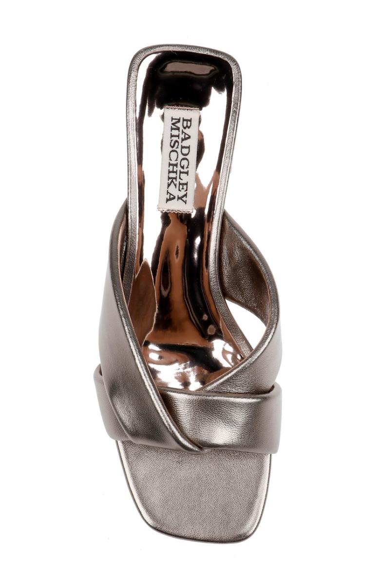 Badgley Mischka Briella II Metallic Crisscross Strap Block Heel Mules Light Bronze | Women Block Heels