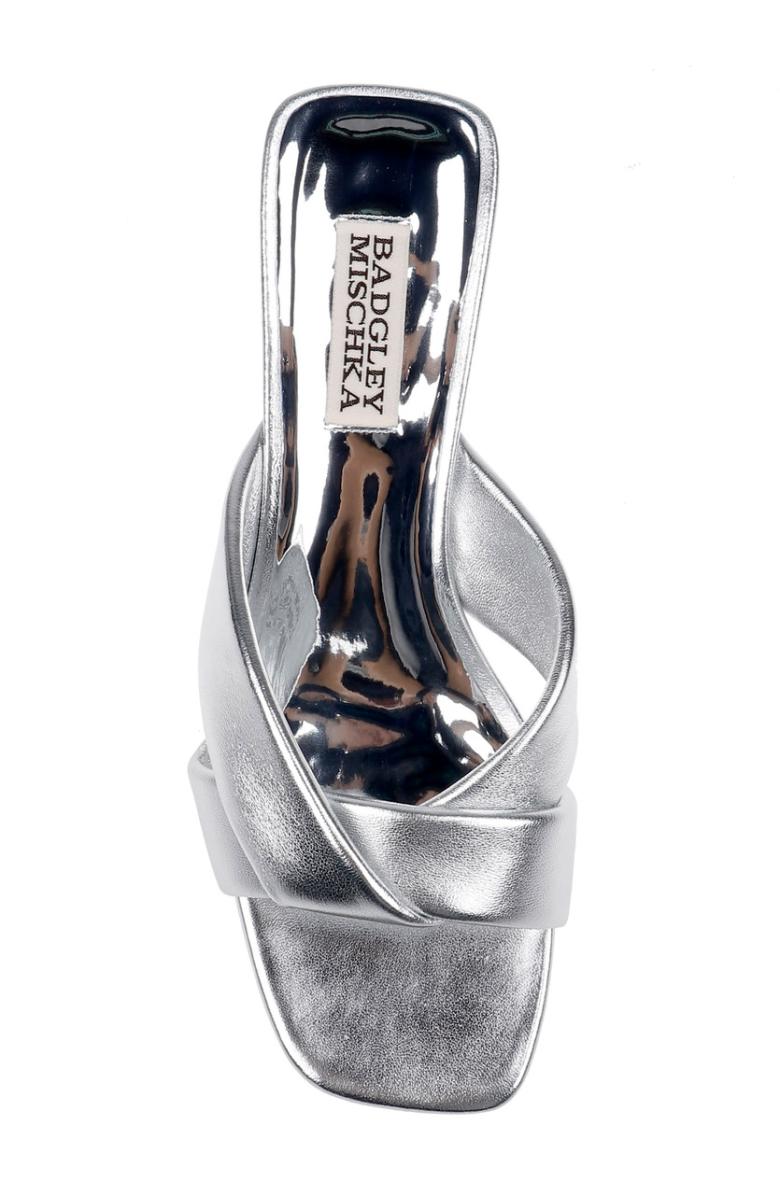 Badgley Mischka Briella II Metallic Crisscross Strap Block Heel Mules Light Bronze | Women Block Heels