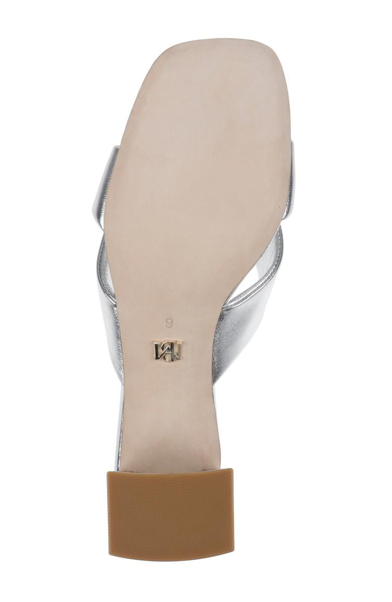 Badgley Mischka Briella II Metallic Crisscross Strap Block Heel Mules Light Bronze | Women Block Heels