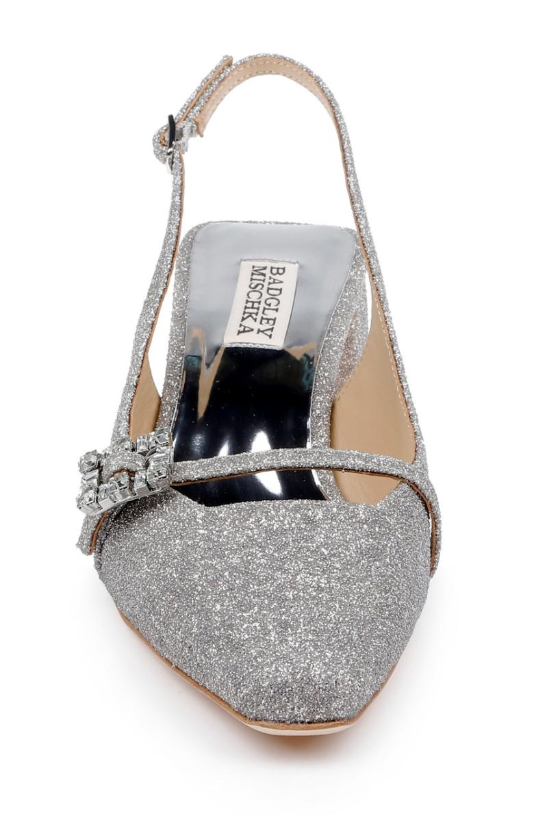 Badgley Mischka Buena Slingback Block Heels With Crystal Buckle Black | Women Block Heels