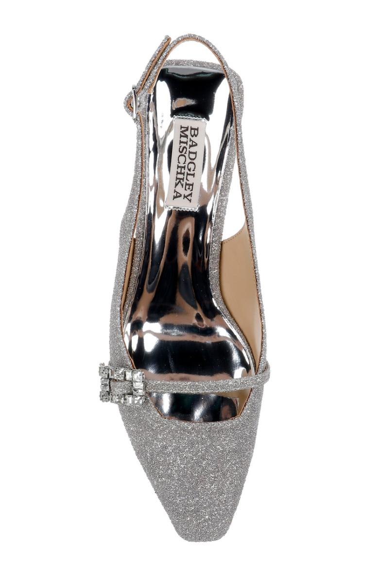 Badgley Mischka Buena Slingback Block Heels With Crystal Buckle Black | Women Block Heels