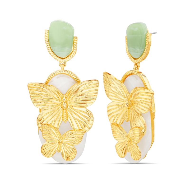 Badgley Mischka Butterflies On Resin Stones Drop Earrings | Women Fashion Jewelry