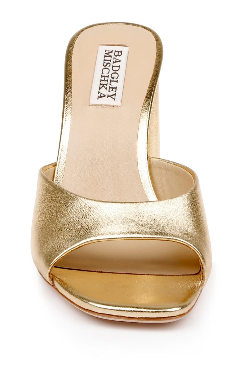 Badgley Mischka Cadence Leather Block Heel Slide Gold | Women Block Heels