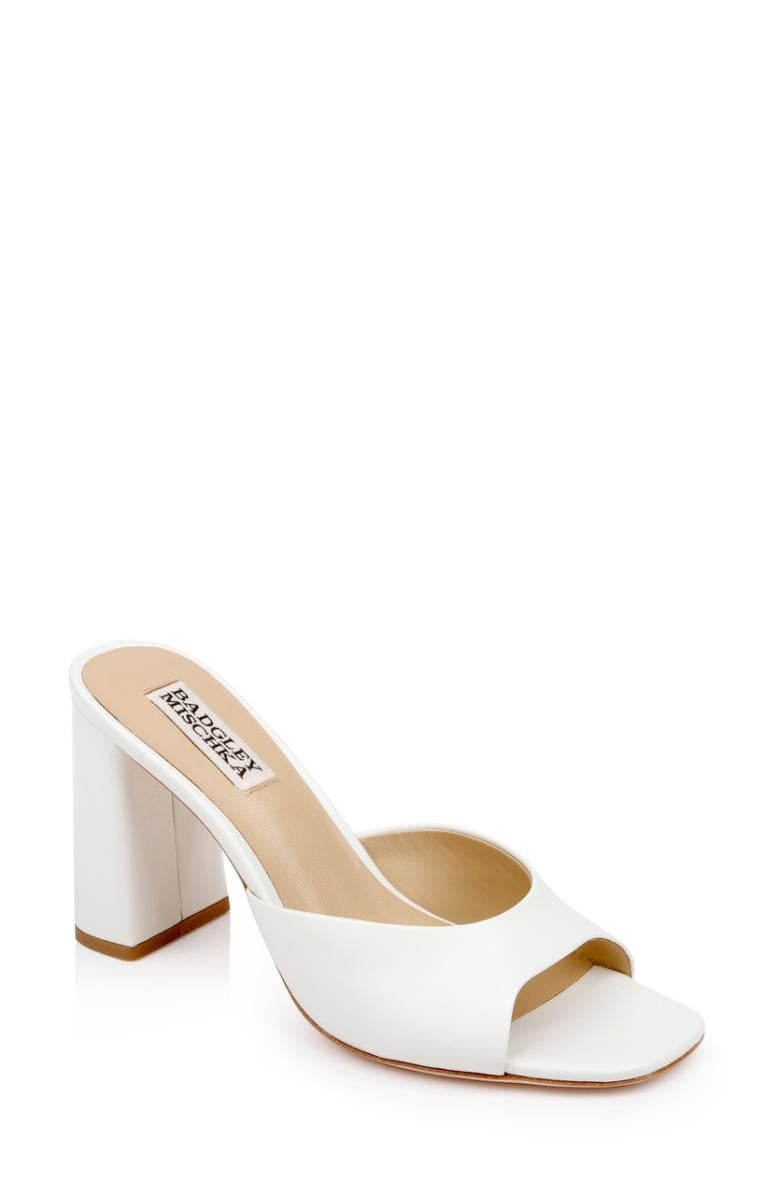 Badgley Mischka Cadence Leather Block Heel Slide Gold | Women Block Heels