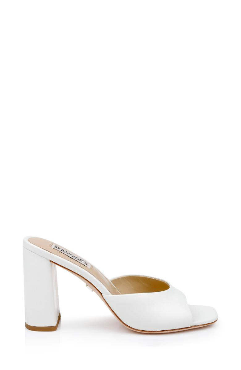Badgley Mischka Cadence Leather Block Heel Slide Gold | Women Block Heels