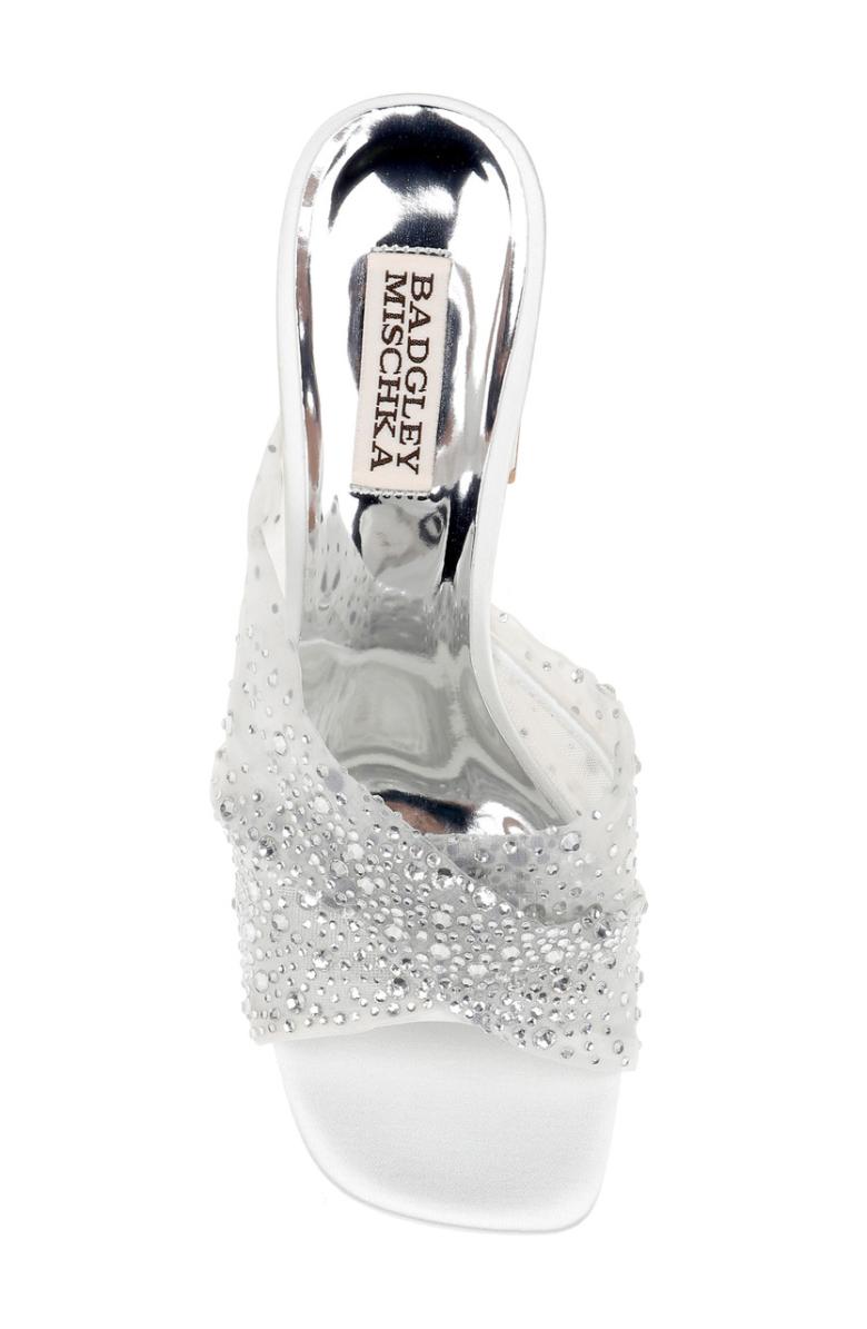 Badgley Mischka Camelia Crystal-Embellished Peep-Toe Mules With Block Heel Nude | Women Block Heels