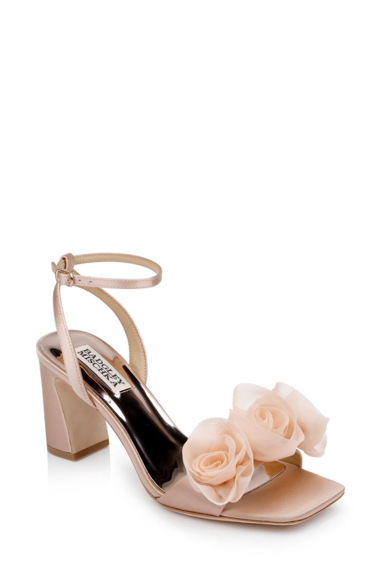Badgley Mischka Carli Rosette Block Heels Black | Women Block Heels