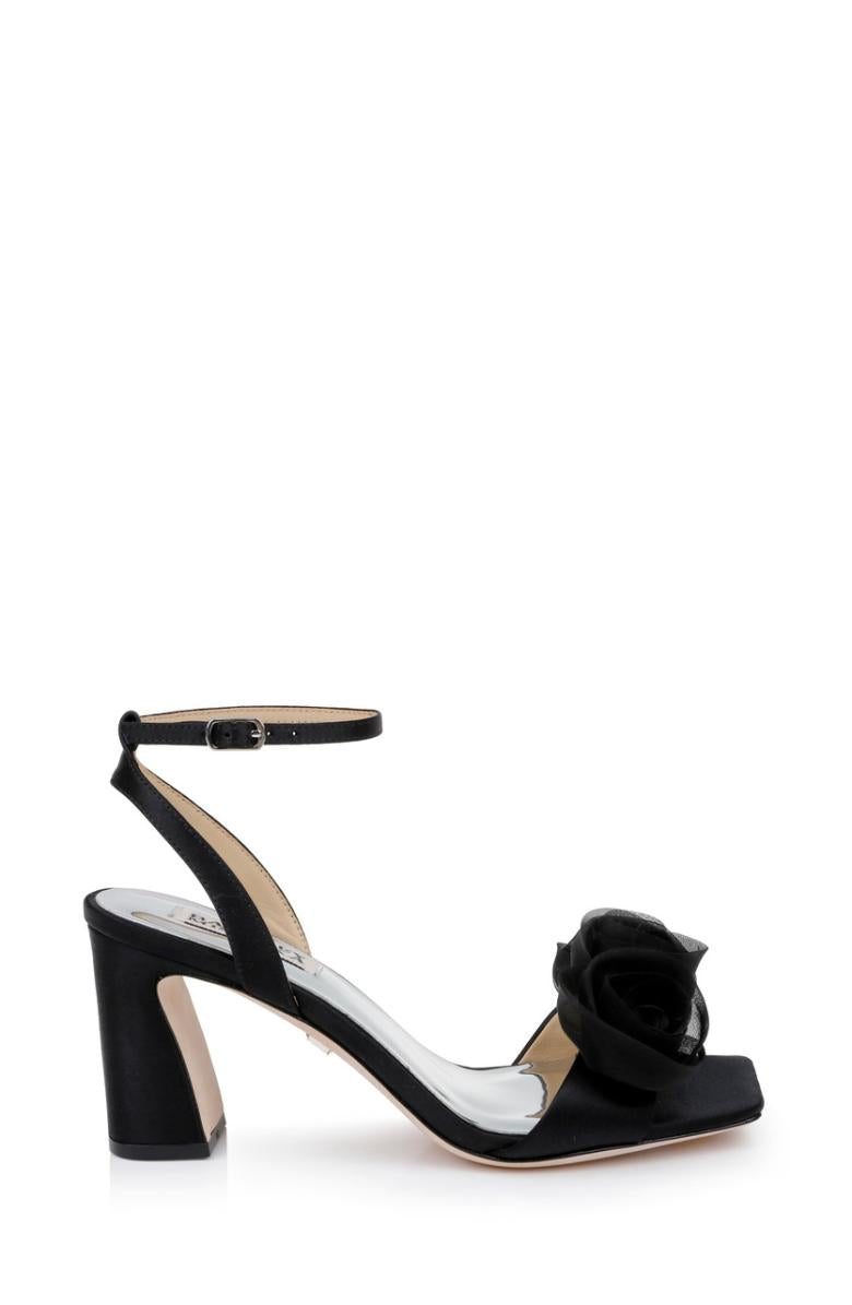 Badgley Mischka Carli Rosette Block Heels Black | Women Block Heels