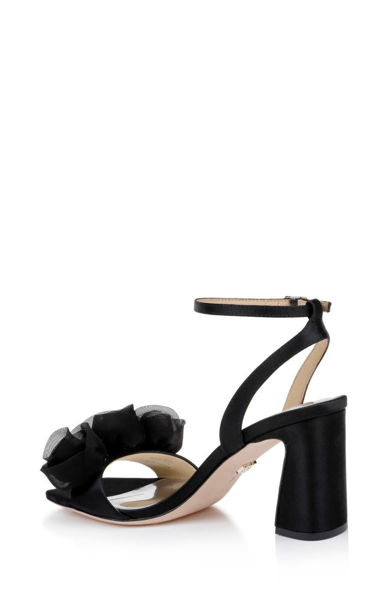 Badgley Mischka Carli Rosette Block Heels Black | Women Block Heels