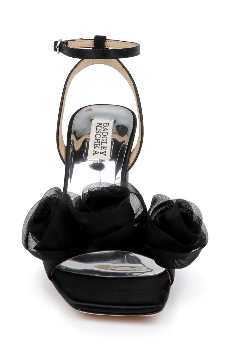 Badgley Mischka Carli Rosette Block Heels Black | Women Block Heels