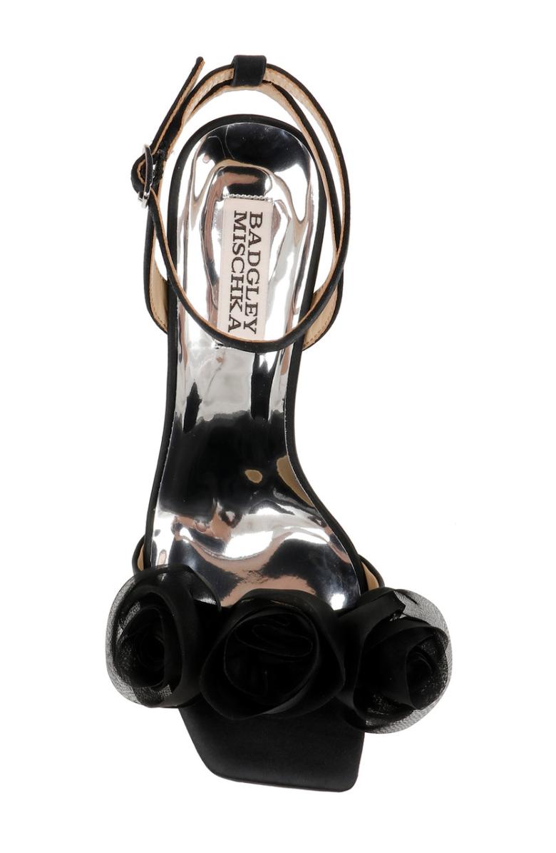 Badgley Mischka Carli Rosette Block Heels Black | Women Block Heels