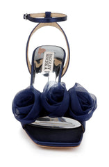 Badgley Mischka Carli Rosette Block Heels Black | Women Block Heels