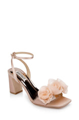 Badgley Mischka Carli Rosette Block Heels Black | Women Block Heels