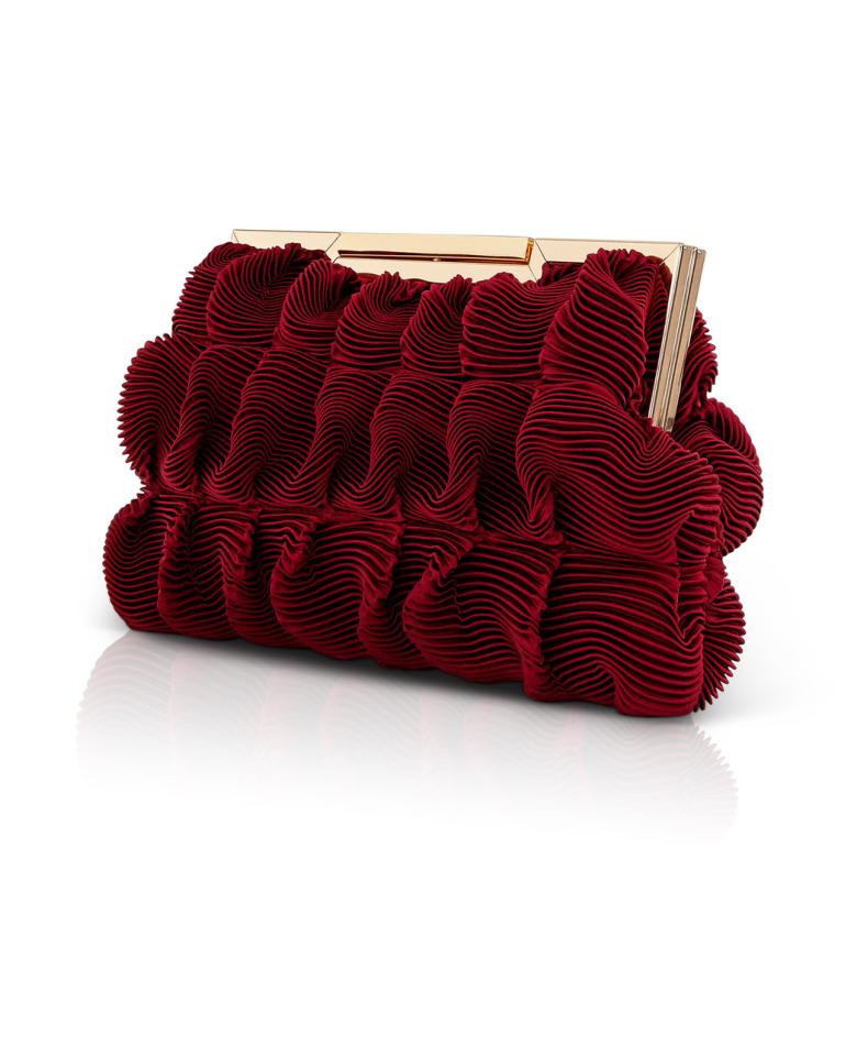 Badgley Mischka Chloe Mini Pleated Satin Pouch Clutch Cobalt | Women Evening Bags