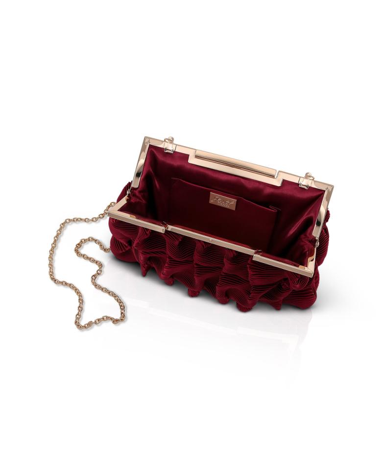 Badgley Mischka Chloe Mini Pleated Satin Pouch Clutch Cobalt | Women Evening Bags