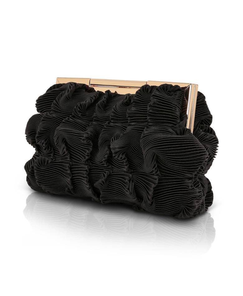 Badgley Mischka Chloe Mini Pleated Satin Pouch Clutch Cobalt | Women Evening Bags