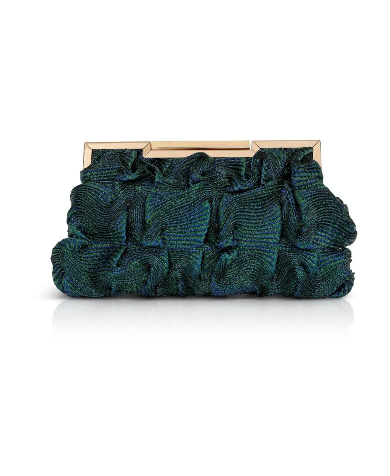 Badgley Mischka Chloe Mini Pleated Satin Pouch Clutch Cobalt | Women Evening Bags