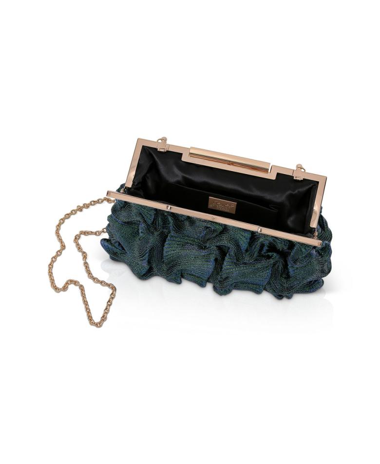 Badgley Mischka Chloe Mini Pleated Satin Pouch Clutch Cobalt | Women Evening Bags