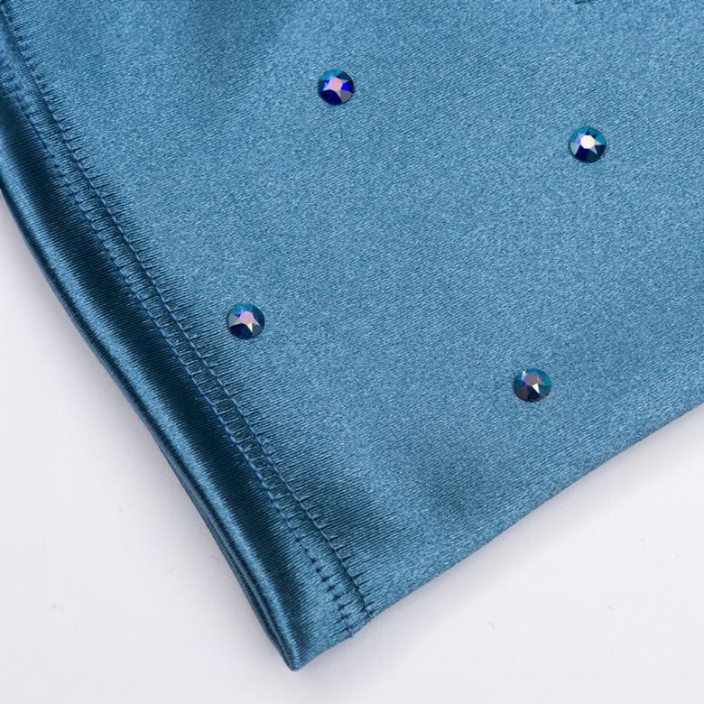 Badgley Mischka Chrysanthi Crystal Satin Opera Glove Azure | Women Gloves