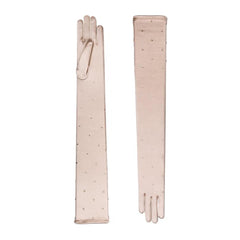 Badgley Mischka Chrysanthi Crystal Satin Opera Glove Azure | Women Gloves