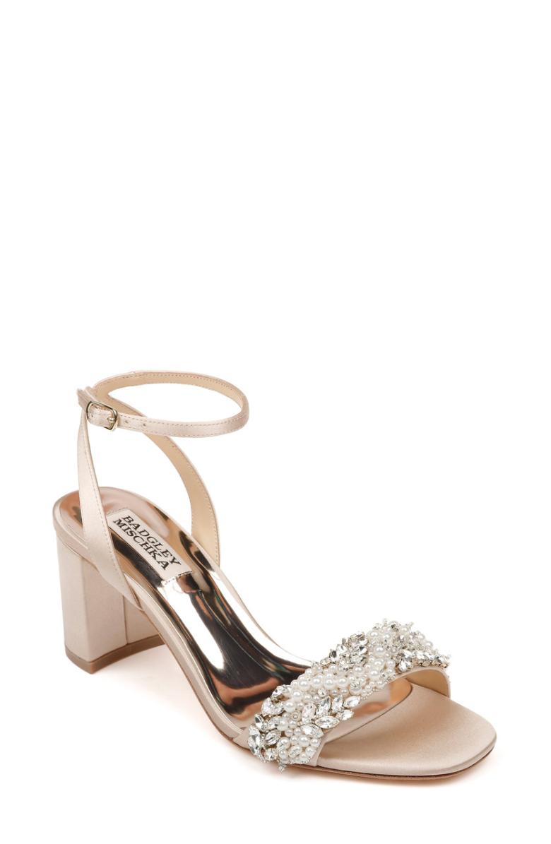 Badgley Mischka Clara Embellished Strap Evening Shoe Black | Women Best Sellers