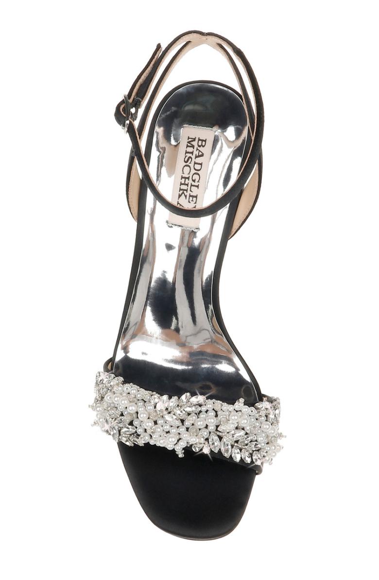 Badgley Mischka Clara Embellished Strap Evening Shoe Black | Women Best Sellers