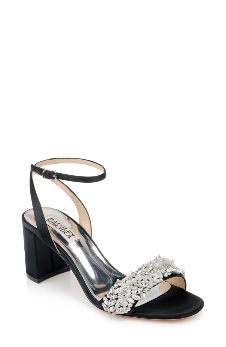 Badgley Mischka Clara Embellished Strap Evening Shoe Black | Women Best Sellers