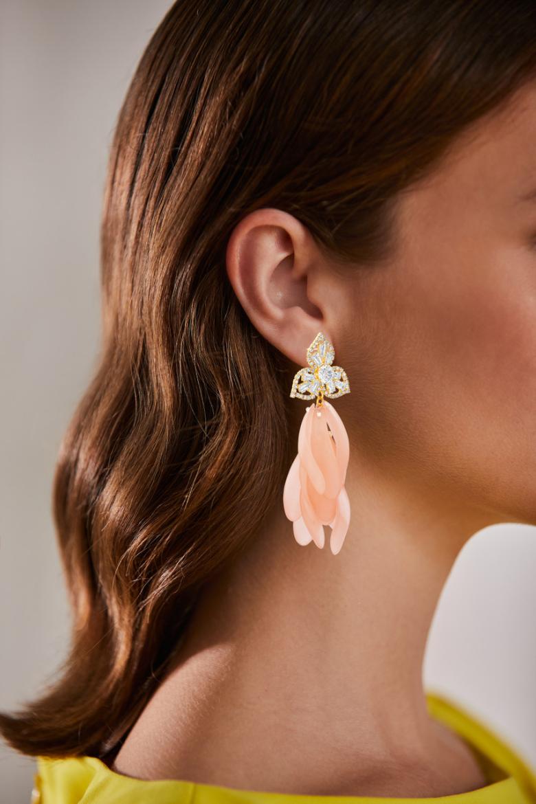 Badgley Mischka Coral Acrylic Petal Earrings | Women Fashion Jewelry