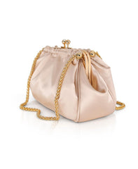 Badgley Mischka Cosima Satin Kisslock Framed Clutch Champagne | Women Evening Bags